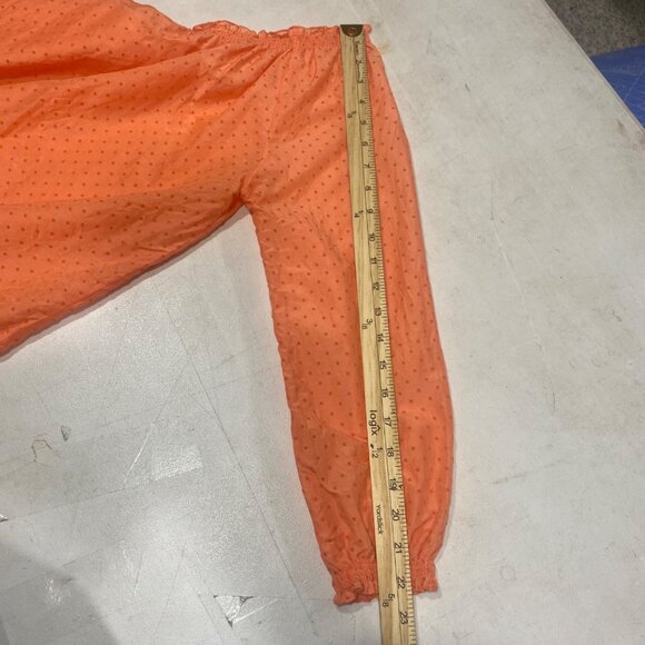 Joe Fresh Cotton Silk Top M Orange Polka Dot 3/4 Sleeve‎ Off-Shoulder - Picture 11 of 13
